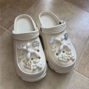 White Sandals with Perforated Design
